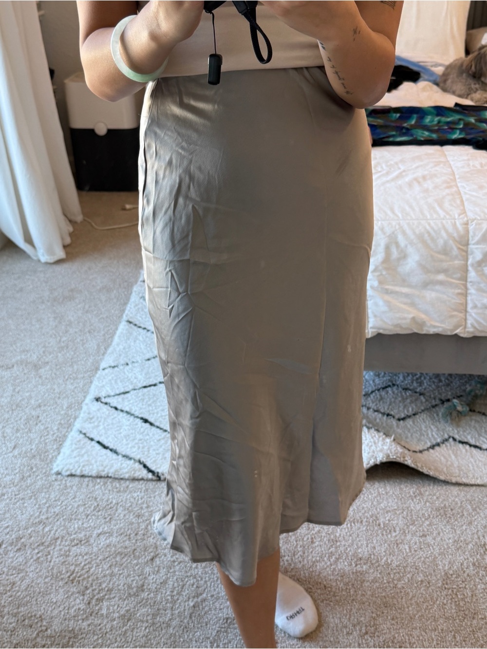 Abercrombie & Fitch Grey Midi Slip Skirt